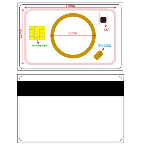 Credit card size Smart dual frequency Card composite RFID PVC composite card(HF+LF,LF+UHF,HF+UHF,LF+HF+UHF) - Image 2